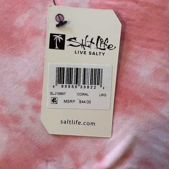 SALT LIFE Sundrenched Tie-Dye Halter-Style Relaxed Long Tank Top-NWT/Coral - Picture 8 of 12